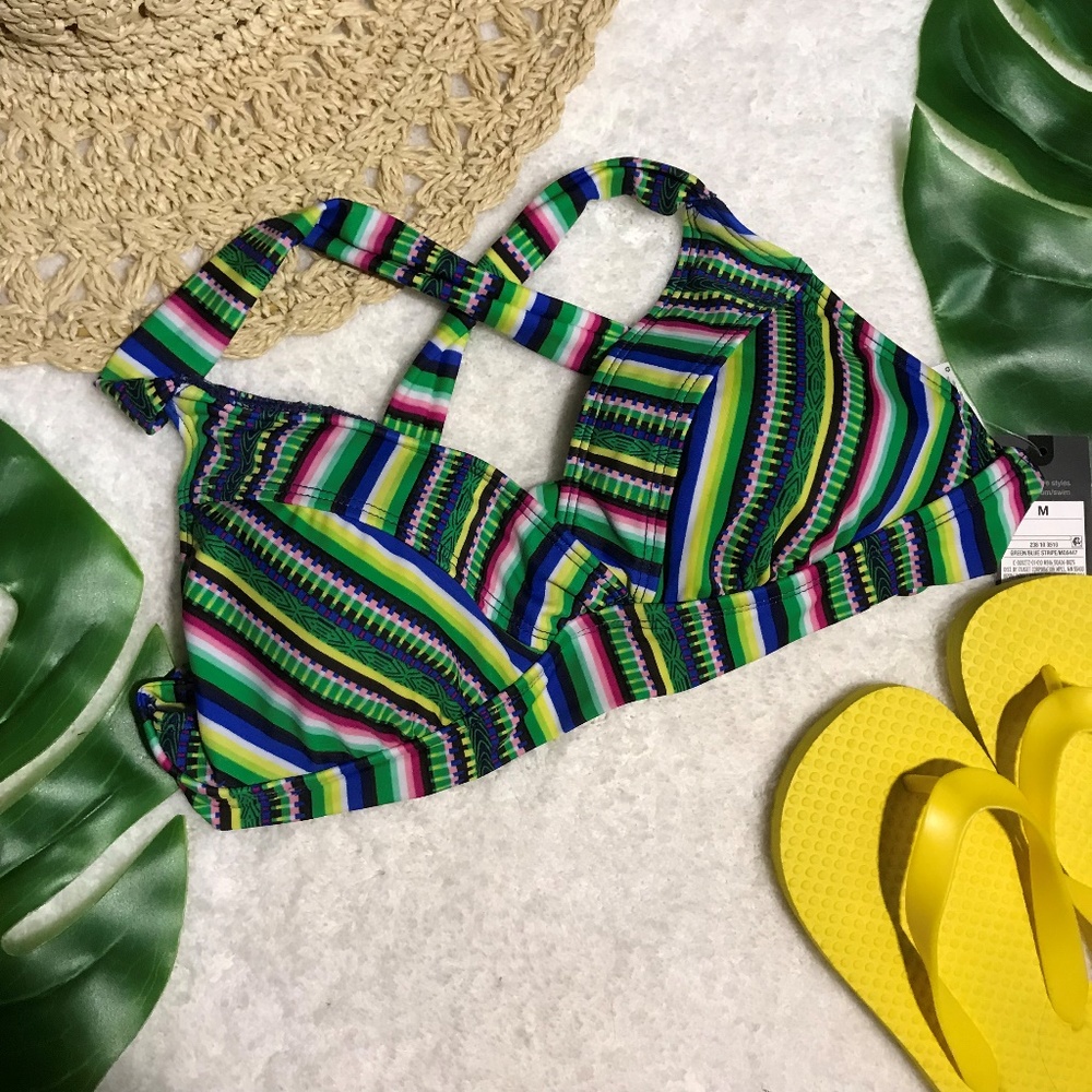 Women's Vibrant Striped Bikini Top Halter